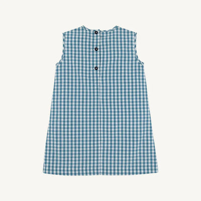 Annie Apron Dress Highland Horses, Barnsley Blue Gingham