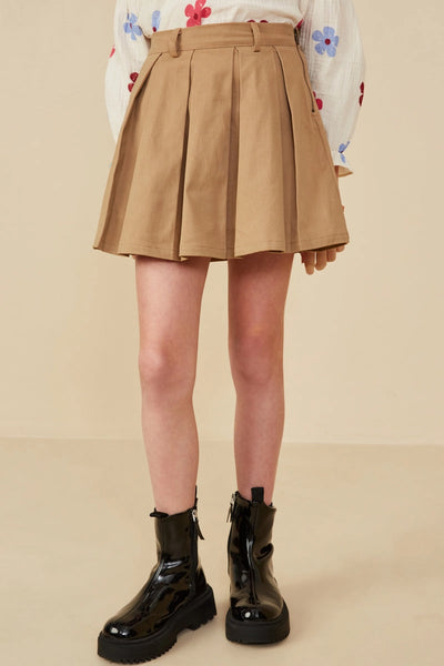Box Pleated A Line Skirt Taupe