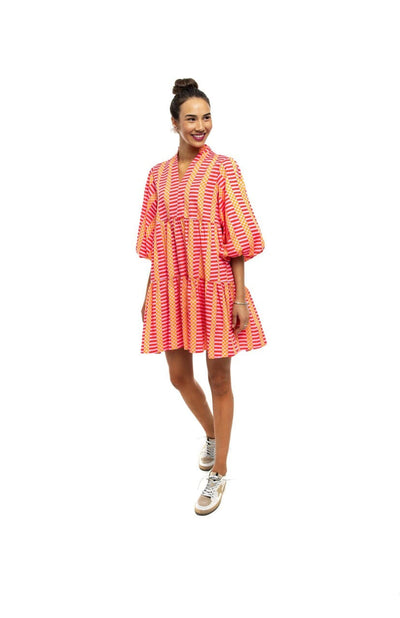 Aubrey Bubble Sleeve Mini- Pink Flamingo