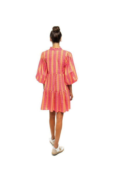Aubrey Bubble Sleeve Mini- Pink Flamingo