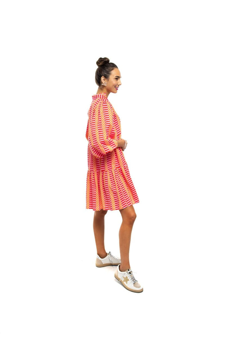 Aubrey Bubble Sleeve Mini- Pink Flamingo