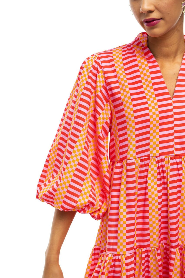 Aubrey Bubble Sleeve Mini- Pink Flamingo