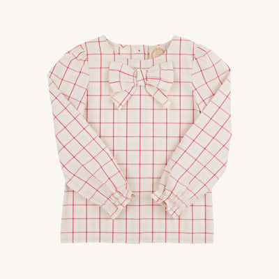Beatrice Bow Blouse Woven Yarn Oak Park Plaid (Small)