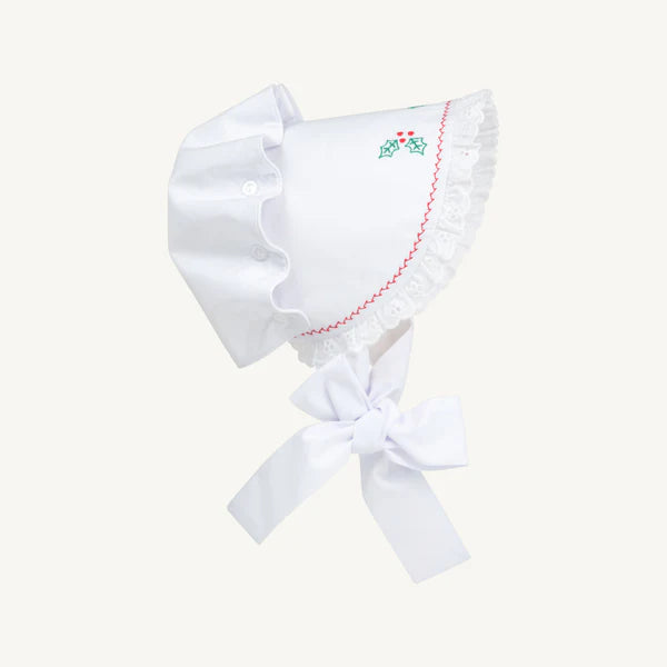 Bellefaire Bonnet Worth Avenue White with Holly Embroidery