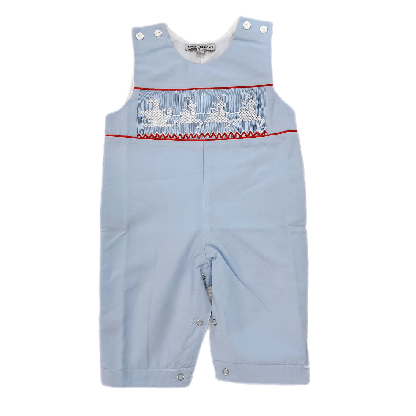 Blue Santa Sleigh Smocked Longall