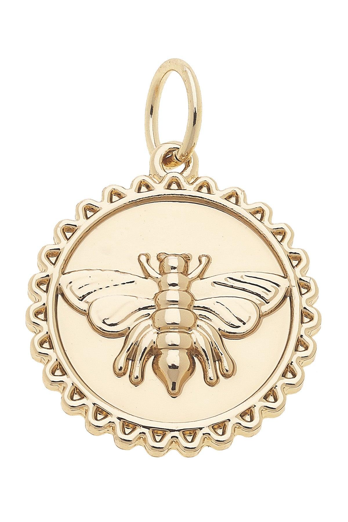 Bumblebee Medallion Charm Shiny Gold