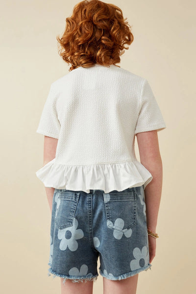 Mix Media Poplin Hem Knit Top Off White