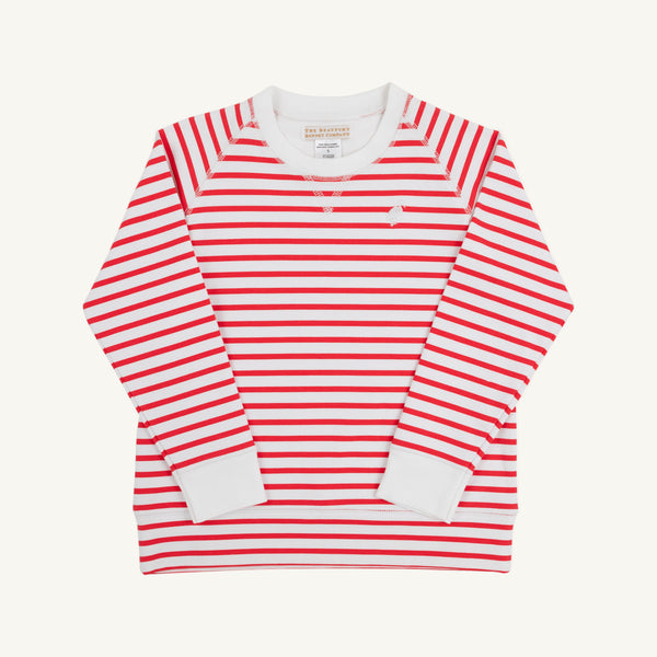 Boys Cassidy Comfy Crewneck Richmond Red Stripe (Wide), Worth Ave White