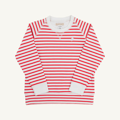 Boys Cassidy Comfy Crewneck Richmond Red Stripe (Wide), Worth Ave White