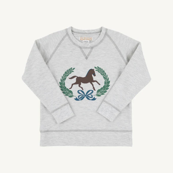 Cassidy Comfy Crewneck Grantley Gray (Heathered) with Horse