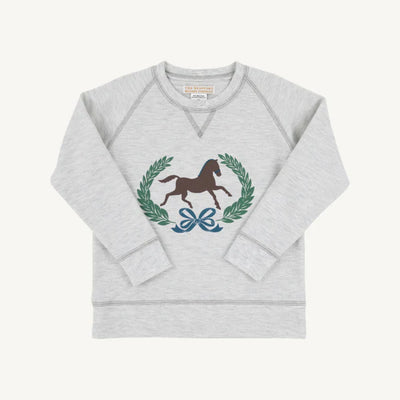 Cassidy Comfy Crewneck Grantley Gray (Heathered) with Horse