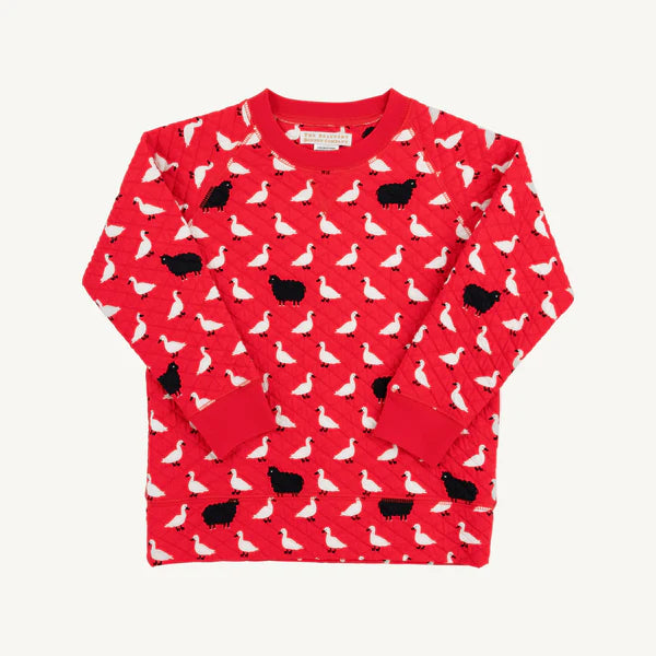 Cassidy Comfy Crewneck Baa Baa Black, Richmond Red (Quilted)