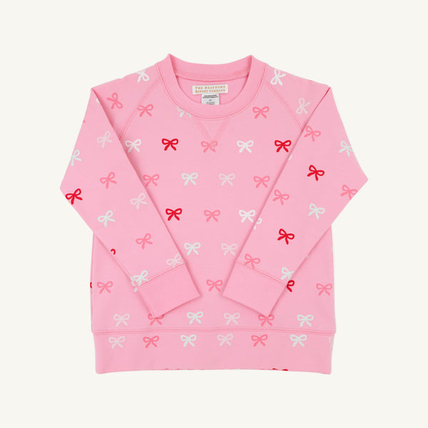 Girls Cassidy Comfy Crewneck Bitty Bows, Hamptons Hot Pink