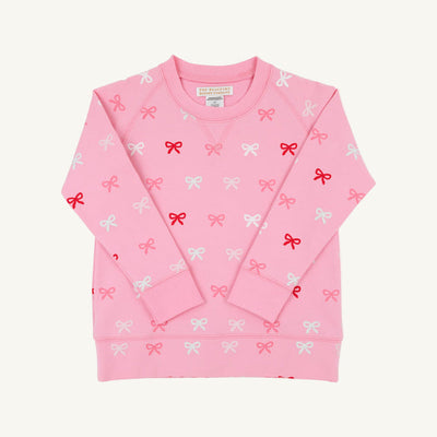 Girls Cassidy Comfy Crewneck Bitty Bows, Hamptons Hot Pink