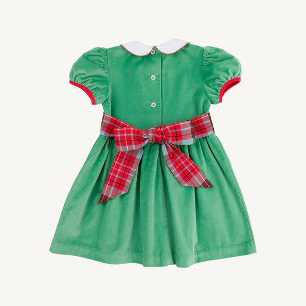 Cindy Lou Sash Dress Kiawah Kelly Green, Worth Ave White, Wilson Pier Plaid, Richmond Red (Velveteen)