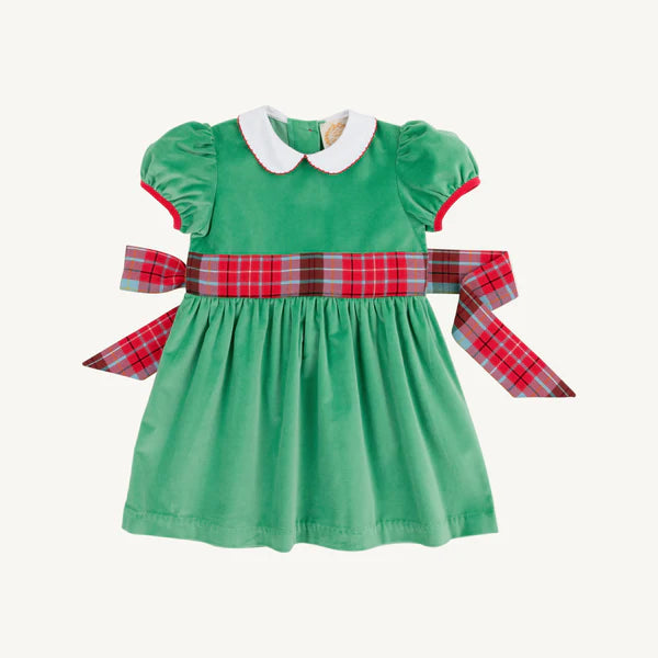 Cindy Lou Sash Dress Kiawah Kelly Green, Worth Ave White, Wilson Pier Plaid, Richmond Red (Velveteen)