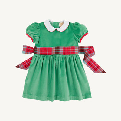 Cindy Lou Sash Dress Kiawah Kelly Green, Worth Ave White, Wilson Pier Plaid, Richmond Red (Velveteen)