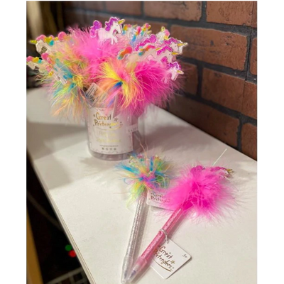 Prancing Unicorn Fluffy Pens