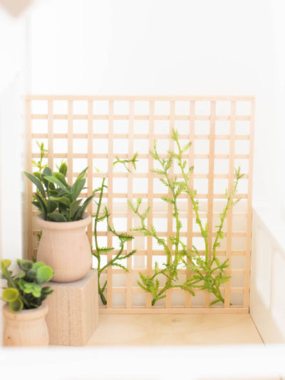 Dollhouse Patio Trellis Wall | Natural Wood