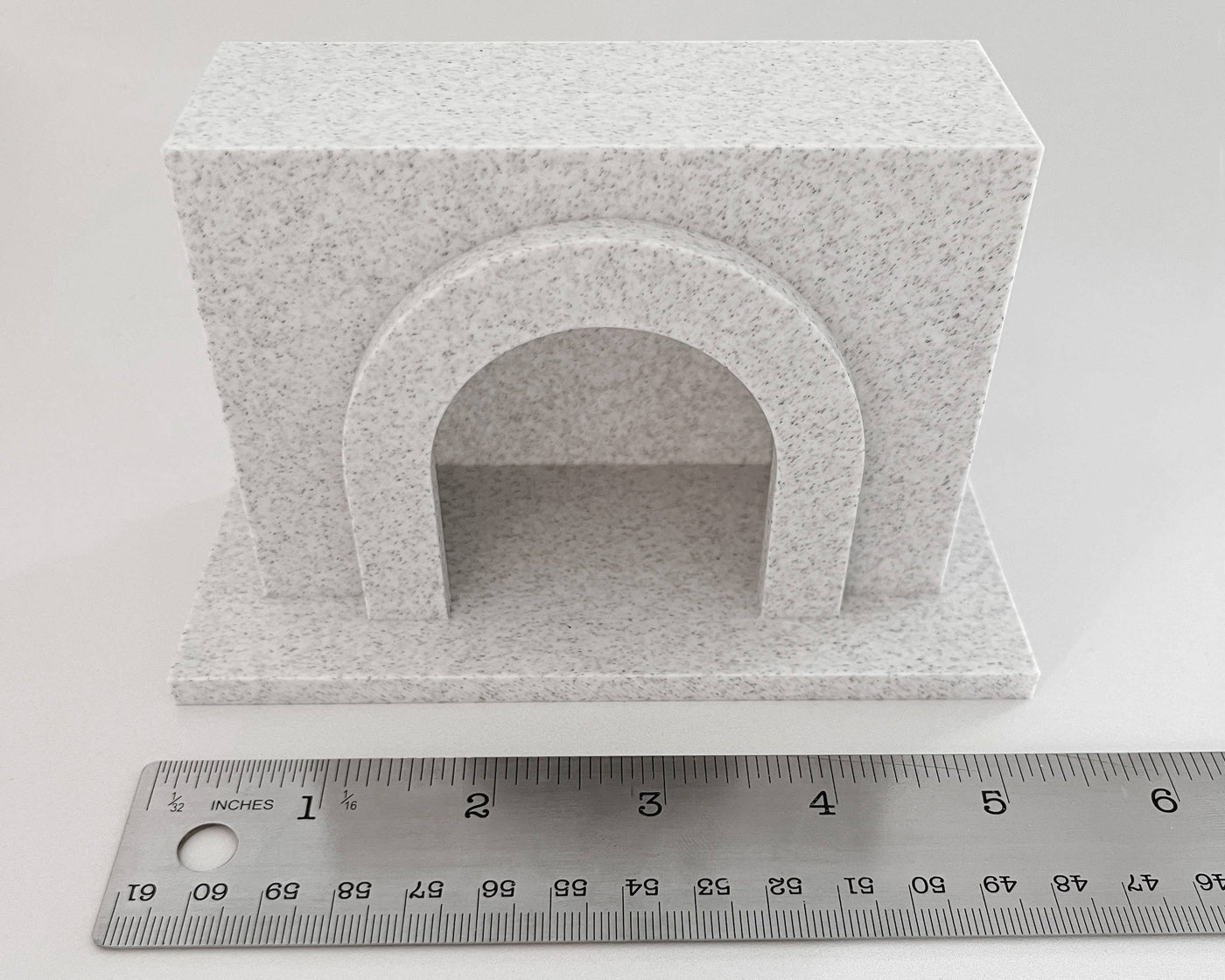 Modern Miniature Dollhouse Fireplace: White Stucco