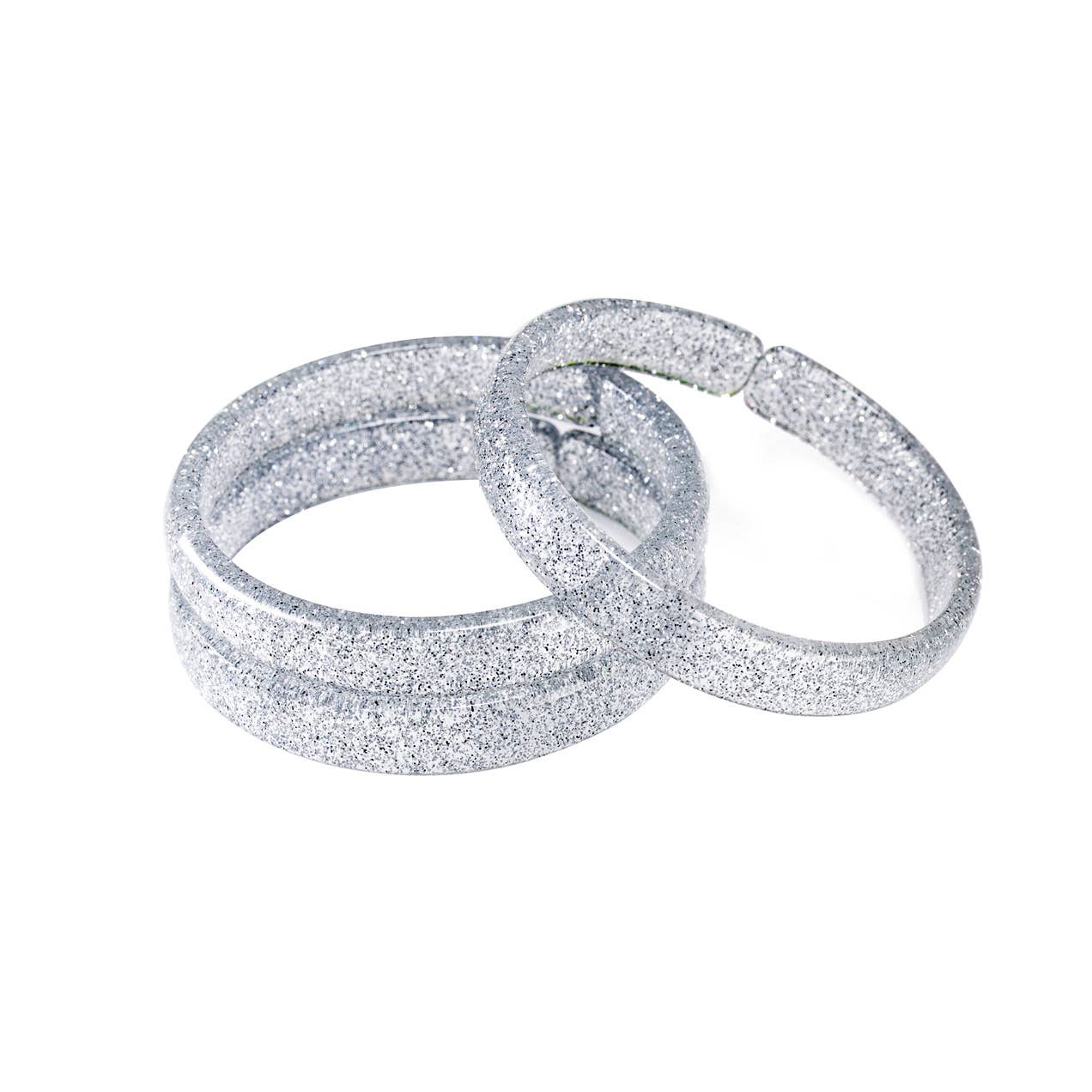 Glitter Silver Bangles (Set of 3)