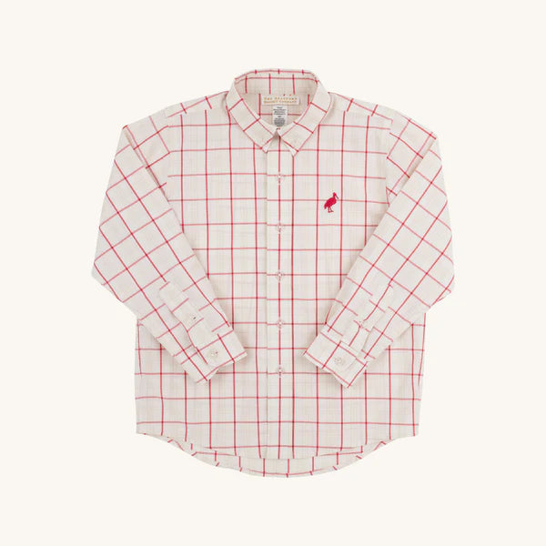Dean's List Dress Shirt Oak Park Plaid (Small), Richmond Red