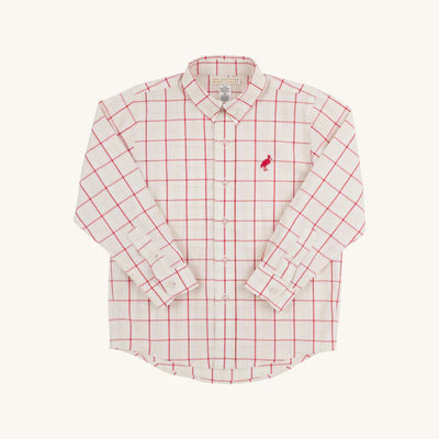 Dean's List Dress Shirt Oak Park Plaid (Small), Richmond Red