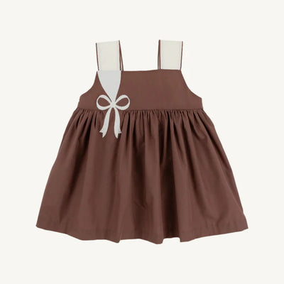 Demi Dress Broadcloth Gray Bay Brown & Palmetto Pearl