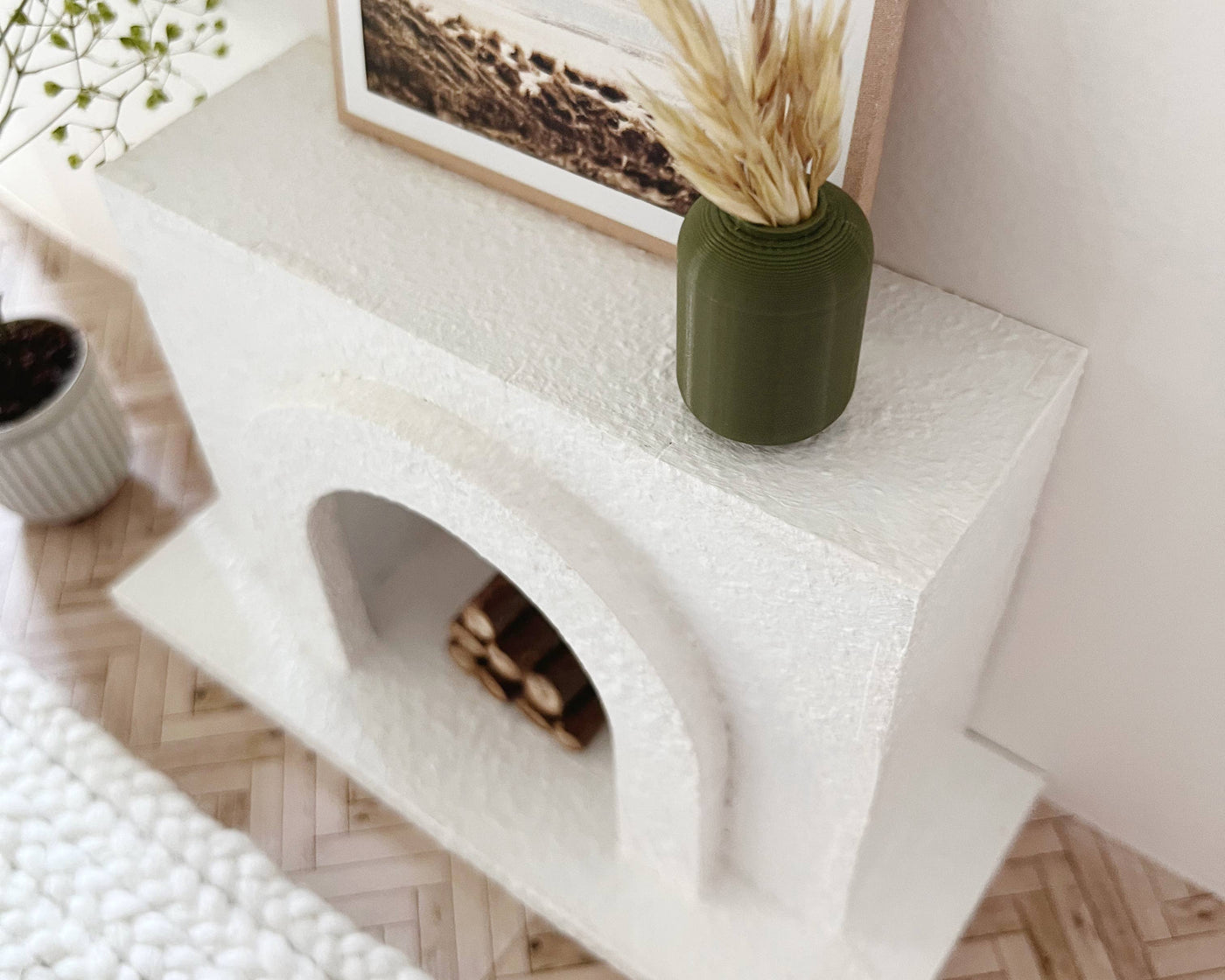 Modern Miniature Dollhouse Fireplace: Marble