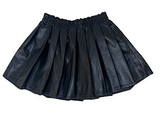 Black Pu Pleated Skort