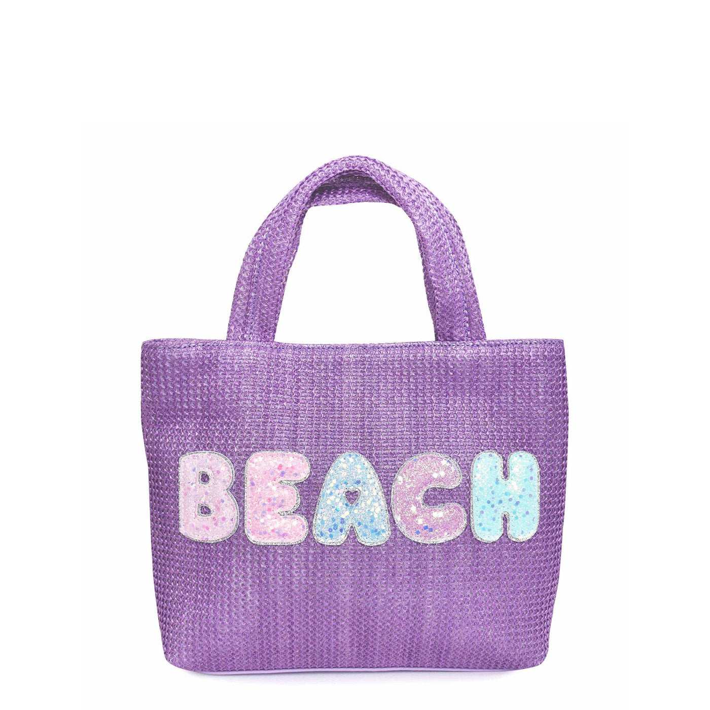 'Beach' Mini Straw Tote Bag Orchid