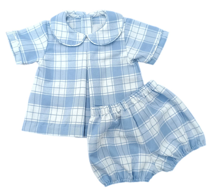 Rory Diaper Set Blue White Plaid