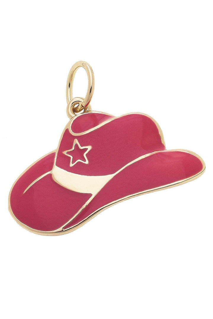 Cowgirl Hat Enamel Charm Pink
