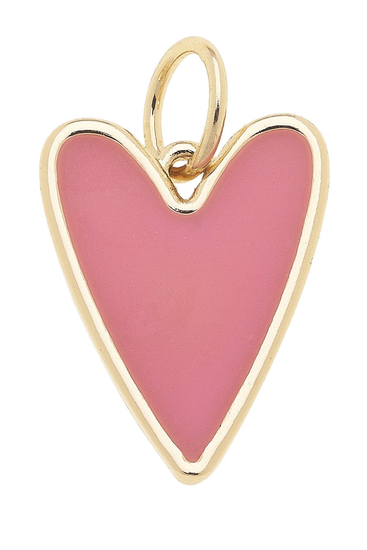 Heart Enamel Charm Pink