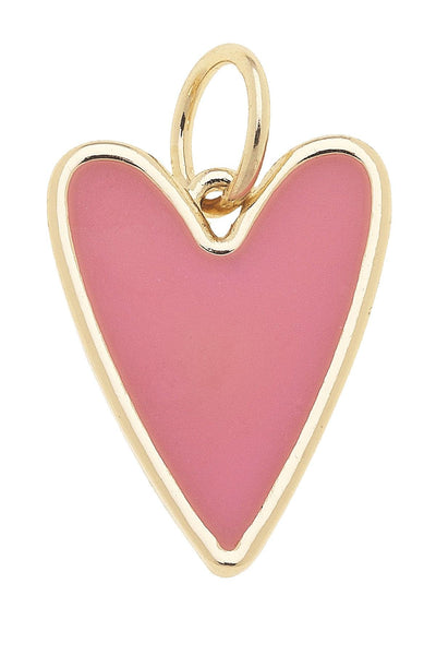 Heart Enamel Charm Pink