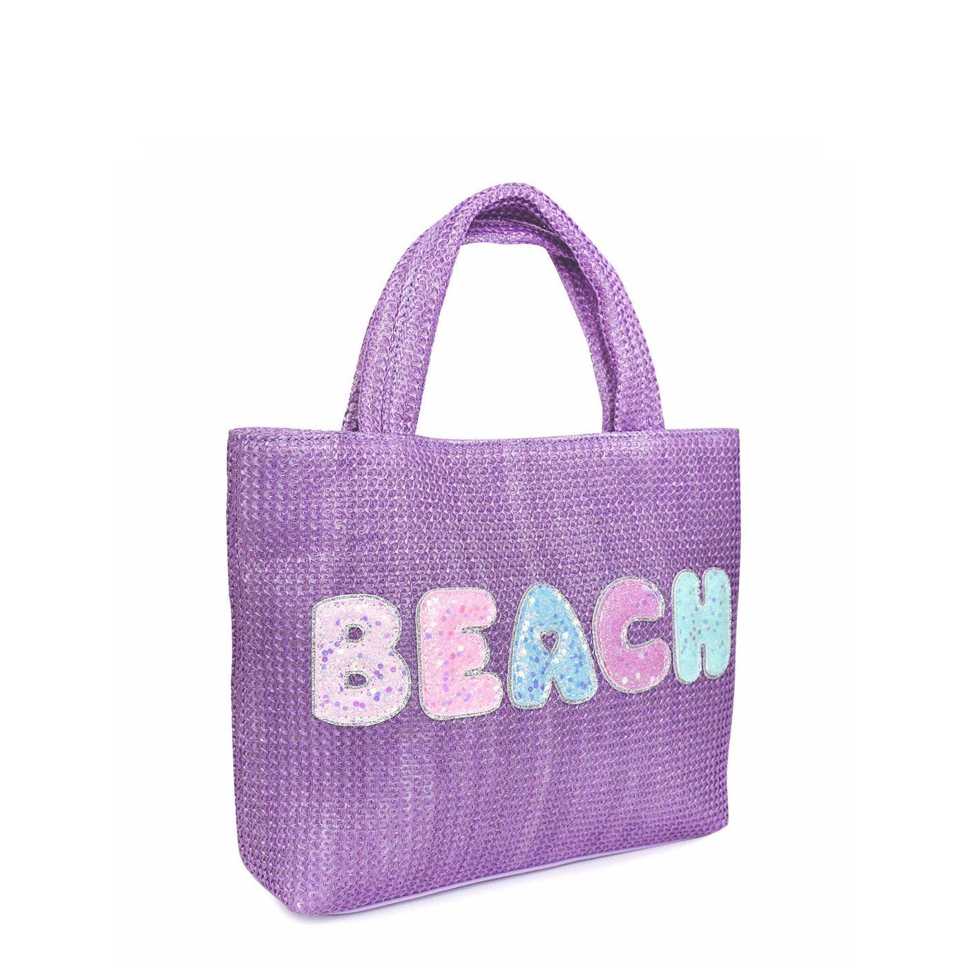'Beach' Mini Straw Tote Bag Orchid