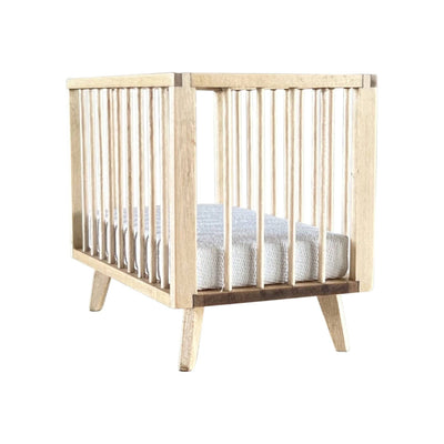 Dollhouse Nursery Crib + Mattress | Natural Wood