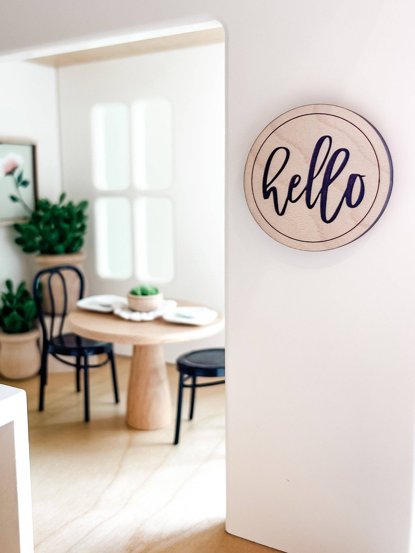 Dollhouse Wood Wall Sign | Three Styles: Hello