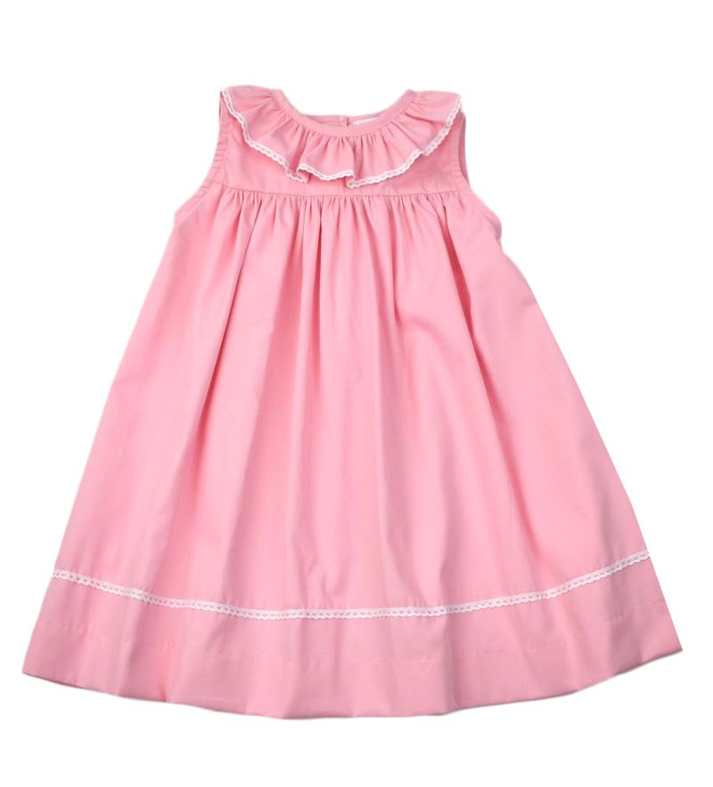 Pink Ruffle Dress Lace Trim