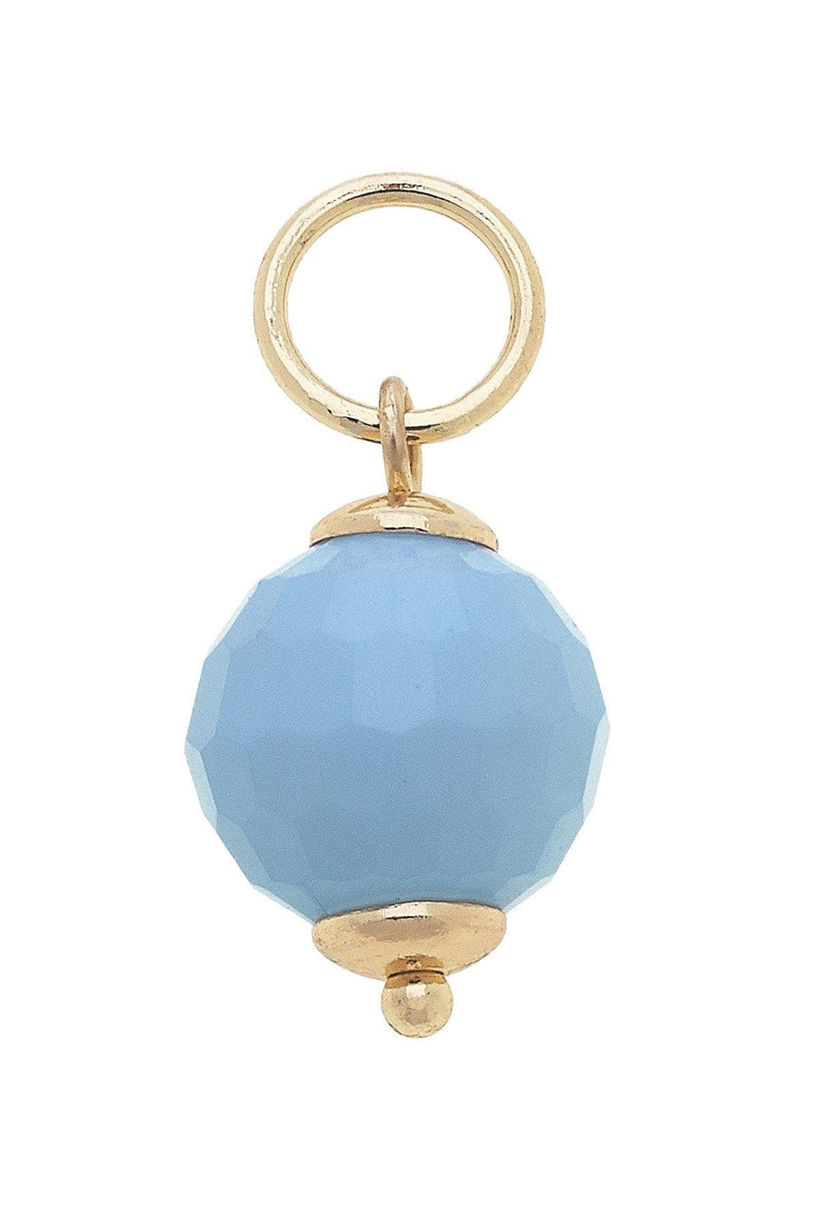 Glass Faceted Bead Charm Light Blue