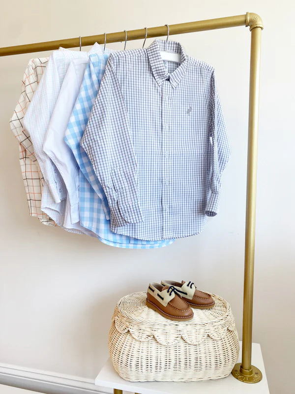 Deans's List Dress Shirt Grantley Gray Windowpane with Grantley Gray Stork