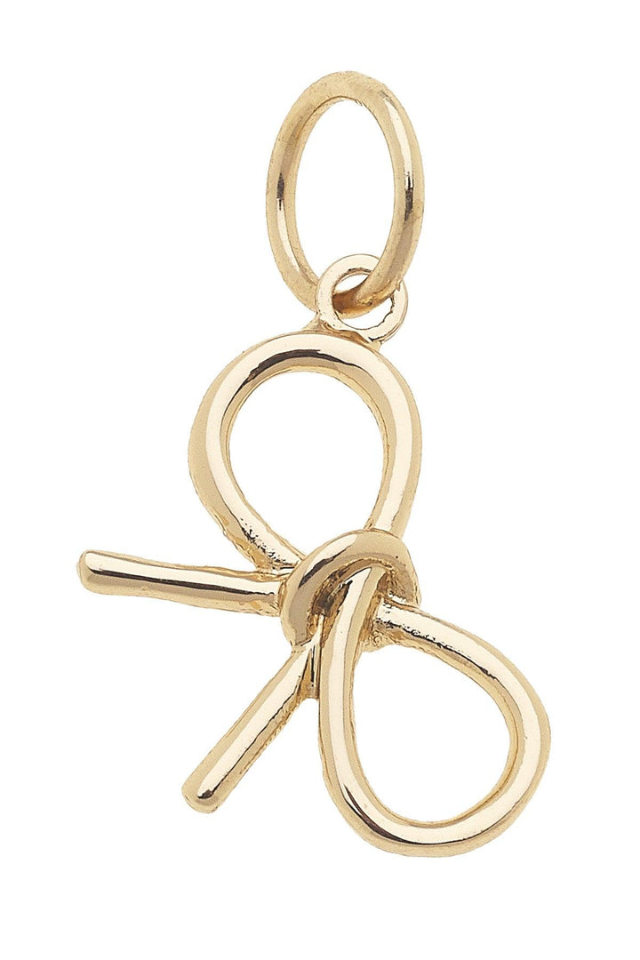 Hand Tied Bow Charm Shiny Gold