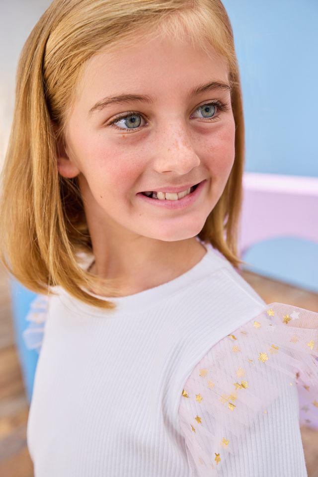 Sadie Top Pink & Gold Sparkle Stars