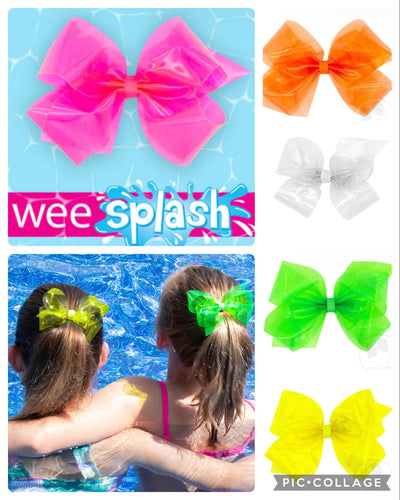Wee Splash Vibrant Color Vinyl Swim Hair Bow  - 3 Sizes