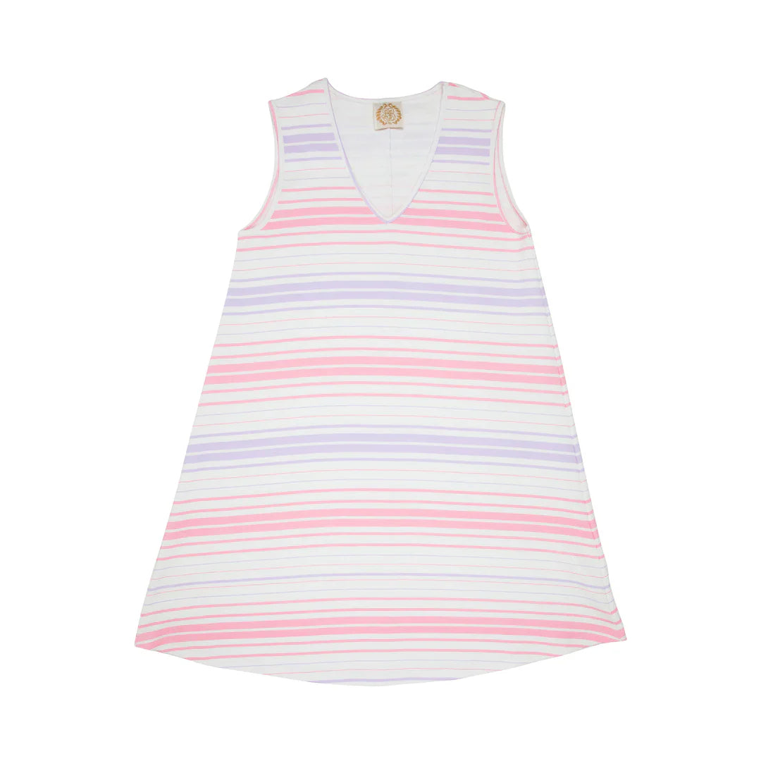 Women's Sleeveless Polly - Sea Grape Stripe
