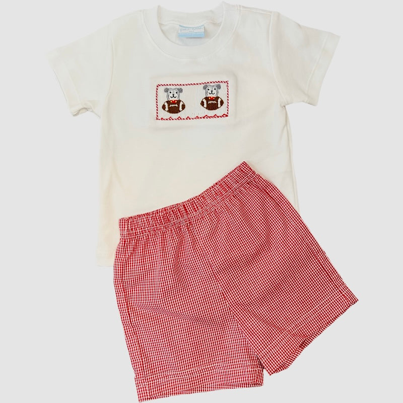 Boy's Diaper Set White Shirt with Red Gingham Diaper or Shorts