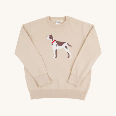 Isaac's Intarsia Sweater Osprey Oatmeal with Dog Intarsia