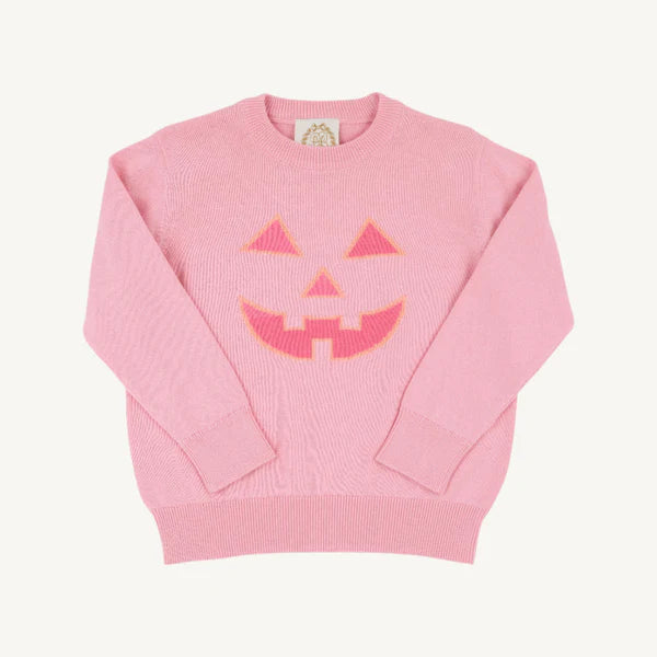 Isabelle's Intarsia Sweater Sandpearl Pink Pumpkin Face
