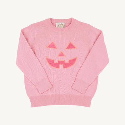 Isabelle's Intarsia Sweater Sandpearl Pink Pumpkin Face