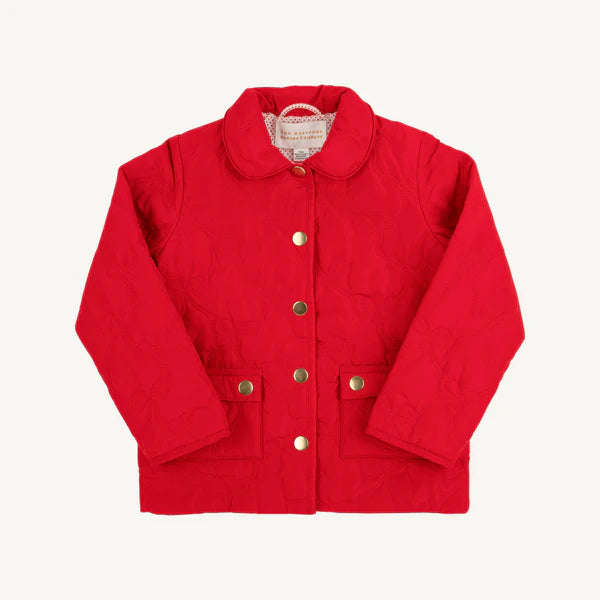 Kendall Quilted Coat Richmond Red Bows, Richmond Red Microdot